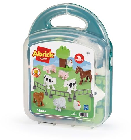Ecoiffier - Koffer für Kinder mit Bauernhoftieren – Figuren Barrieren und Ziegel inklusive – Nachahmungsspiel – ab 18 Monaten – Spielzeug für Kinder – 3329 – Französische Herkunftsgarantie