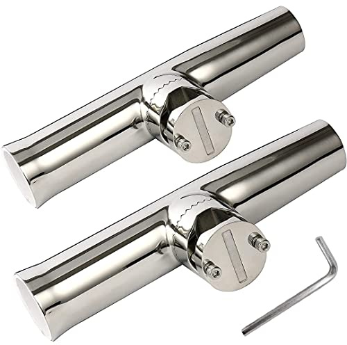 Edelstahl-Klemme auf Angel-Halterung für eine Reling mit einem Durchmesser von 21 mm bis 25 mm - Turnir/Wettbewerb-Stil - von Amarine - 2 Stück