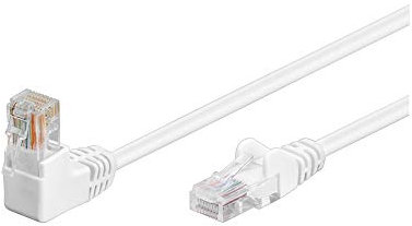 Goobay 94168 Cavo ethernet CAT 5e con angolo a 90 gradi, Cavo di rete U/UTP, bianco; miscela di rame CCA, 1x connettori RJ45 a 90° (8P8C), 15 metri