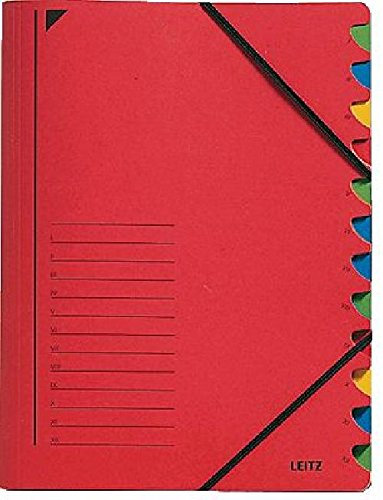 LEITZ Ordnungsmappe/3912-00-25, rot, 12-teilig, 245x320mm für A4