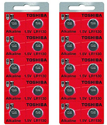 20 piles alcalines Toshiba LR1130 boutons rechargeables