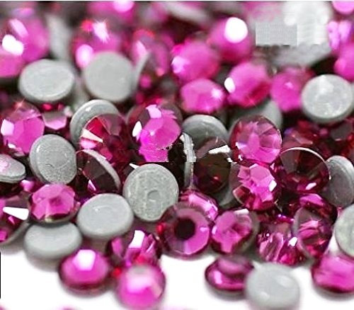 Strass Termoadesivi Hotfix MC Stone Collection – 100pz – 4mm – Cristallo Fucsia/Fuxia Viola Rosa con Brillantini – Paillettes Adesivi a Caldo per Decorazioni Tessuti, Abiti, Accessori