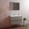 Kiamami Valentina - Mobile Bagno Sospeso 80 CM Con Lavabo in Ceramica | Specchio Con Luce LED | Due Cassetti Soft-Close | Olmo Leone, 80 CM + Luce LED, Legno