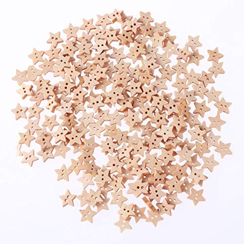 SUPVOX 200 Stücke Holz Stern Knöpfe 2 Löcher Holzknöpfe für Nähen Scrapbooking DIY Handwerk