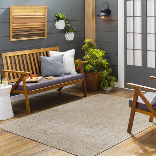 Livabliss Ontur Indoor Outdoor Rug - Large Boho Rugs for Living Room 160x230 cm Dining, Kitchen Carpet, Patterned Neutral and Coloured Rugs, Waterproof, Stain Durable - Brown and Beige