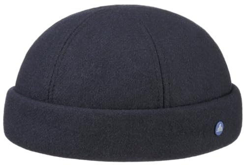 HAMMABURG Teflon Dockercap Fullcap Wool Winter Hat Melange Cotton Lining Men Autumn Winter Navy XL (60-61 cm)