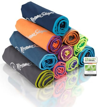 NirvanaShape Mikrofaser Handtuch - Reisehandtuch, Badetuch für Urlauber - kompakte, schnelltrocknende Microfaser Handtücher als Strandtuch, Sporthandtuch - für Reisen, Camping, Sport - 60 x 40 cm