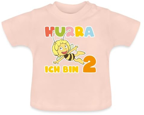 Biene Maja Hurra Ich Bin 2 Zweiter Geburtstag Baby Bio-T-Shirt | Baby T-Shirt mit Rundhals-Ausschnitt