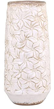 Chic Antique Colmar VASE Übertopf Blumentopf Muster Creme Kanne Krug Pflanztopf Wasserdicht innen lasiert versch. Größen und Formen (Vase 65611-19 H33xØ15cm)