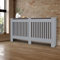 ECD Germany Cubierta del Radiador 152x19x82cm MDF Gris Lacado Revestimiento Protector Vintage de Calefacción Estilo Rústico Superficie de Estantería Útil de Madera para Sala de Estar Dormitorio