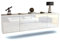 TV Schrank Lowboard hängend - Erlangen - Korpus Weiss matt - Front Hochglanz Design Weiß- (180x49x35cm) - Push to Open Technik & hochwertigen Leichtlaufschienen - Made in Germany