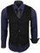 Baxboy Herren Hemd mit Weste Krawatte Anzugs Sakko Business Hochzeit Freizeit Hemden Frack Herrenweste Set wählbar B-44-HWKR, Farbe:Marine, Größe:3XL