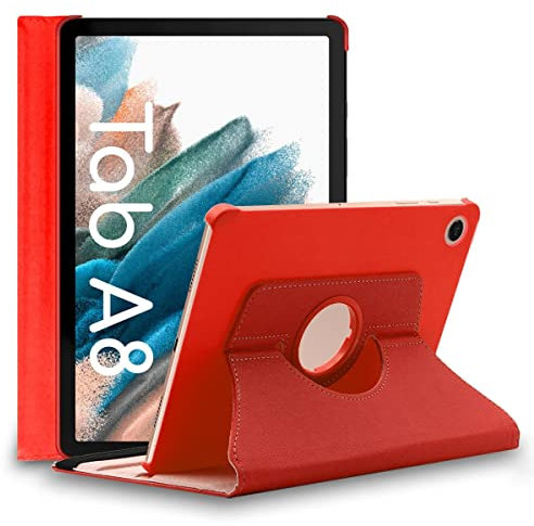 ebestStar - Funda para Samsung Galaxy Tab A8 10.5 (2021) SM-X200 X205, Carcasa Capa Giratoria, 360 Protectora, Cuero PU Soporte, Rojo