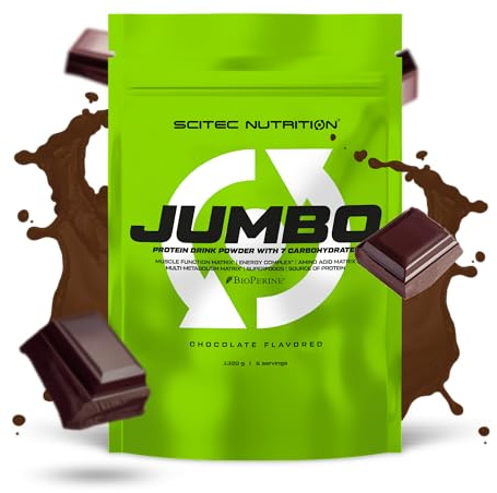 Scitec Nutrition Jumbo - Kalorienreiches Produkt zum Muskelaufbau | Mit Mehrkomponenten-Protein - Aminosäuren-Matrix - Metabolische Matrix - Superfood-Mischung - 1,32 kg, Schokolade
