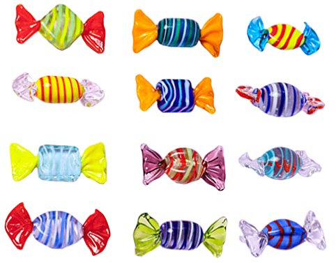 STOBOK Murano Glass Glass Candy Dolci di di Murano Vintage Decorazioni Artigianali Artificiali Artificiali per Regali Home Party Wedding Decorazioni di Natale 12Pcs