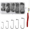 Fishing Aberdeen Jig Hooks - 130pcs 90 Degree Jig Hooks Set Long Shank Carbon Steel Hooks V Bend Fishing Barbarian Jig Hooks Kit 1/0-5/0