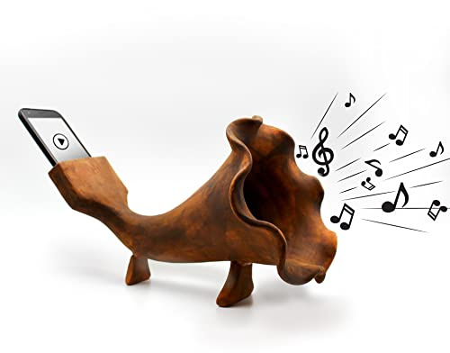 Quirky Boutique Terracotta Gramophone Speaker - Unique Decorative Ornament - Home Living Room Hallway Decor - Unusual House Decoration Accessories - Modern Clay Craft (Brown)