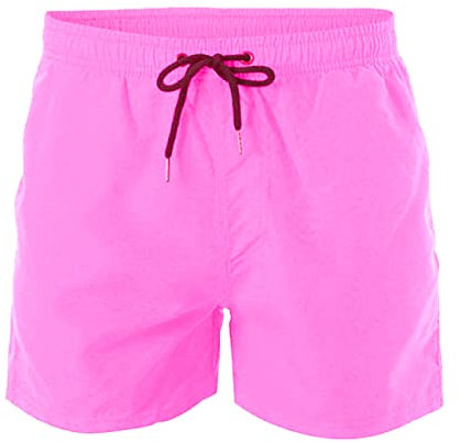 WSLCN Short de Plage pour Hommes Shorts de Bain étanche Séchage Rapide Maillots Hommes et Femmes Rose XL