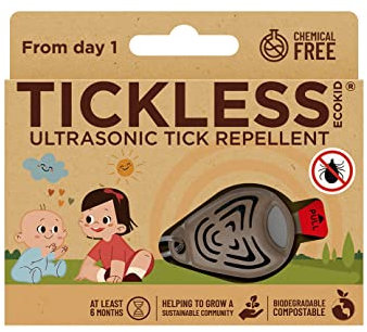 Tickless EcoKid - Biologisch abbaubares natürliches chemikalienfreies Ultraschall-Zecken- und Flohschutzmittel für Kinder - Braun