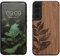kwmobile Hülle kompatibel mit Samsung Galaxy S22 Hülle - Holz Case - Handy Cover - TPU Handyhülle in Dunkelbraun Blätterzweig