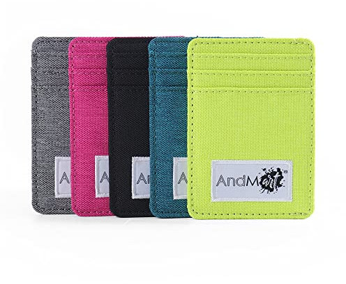 AndMart® Slim Wallet Mann Frau RFID Kreditkarteninhaber Karte und Dokumentenhalter abgeschirmte Münze Geldbörse Kleine Brieftasche Slim Banknoten Geldautomatentasche in Buntem und elegantem Canvas