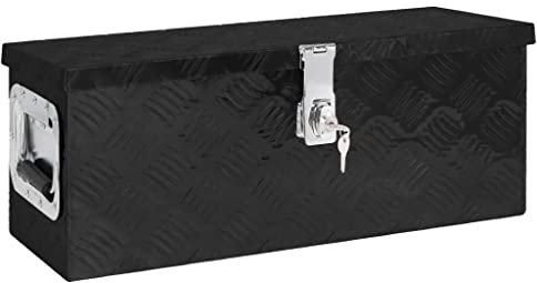 vidaXL Aluminium Storage Box - Durable and Rust-Resistant Aluminium Construction, Secure Lock and Key System, Spacious Interior, Compact and Portable Design, Black