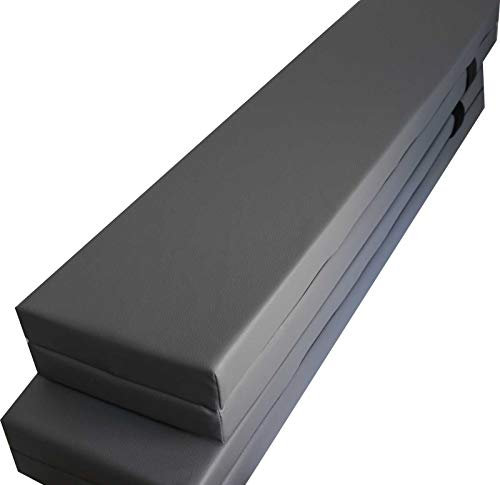 kissenfabrik-juwan Bierbankauflage Bankauflage Festzeltgarnitur Kunstleder 220 x 25 x 5 cm klappbar, für Innen und Außen im 2er-Set (grau)