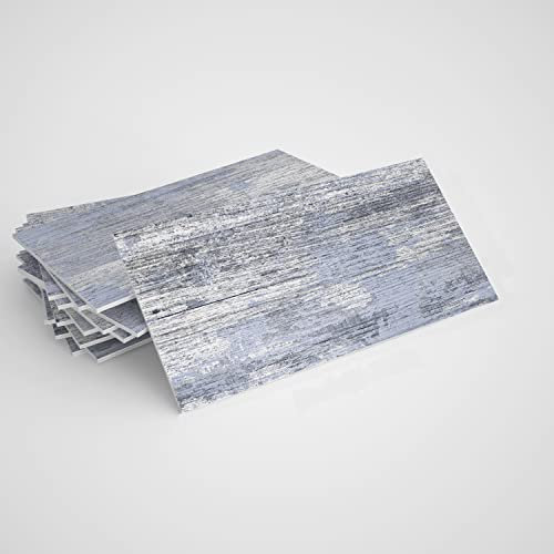 Alwayspon 32 adesivi da parete in vinile effetto legno, colore blu, per piastrelle da parete, per cucina, bagno, parete