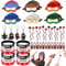 Ninja, regalo di compleanno per bambini, 60 pezzi, compleanno per bambini, pensierini ninja, portachiavi con fionda da dito, giocattolo appiccicoso per ragazzi ninja