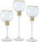 WHOLE HOUSE WORLDS City Chic Glam Kelch-Kerzenhalter, 3er Set, künstliche Diamantenverzierung, goldene Akzente, transparentes lackiertes Glas, 40 cm, 35 cm und 30 cm