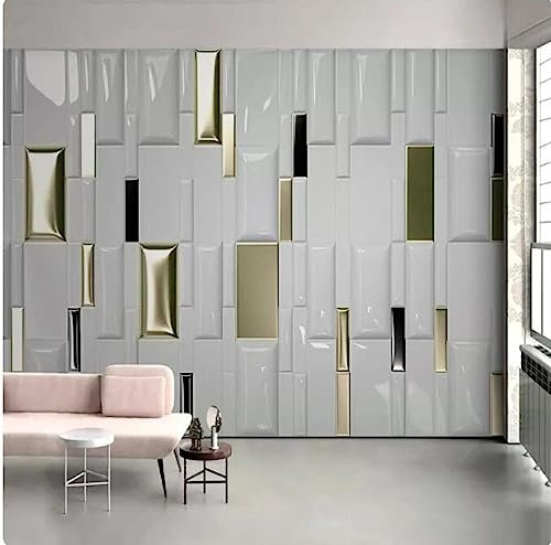 Papier Peint Mural Or Fond Géométrique Mur Salon TV Canapé Chambre De Luxe Décor À La Maison Peinture Murale,3D,150x105cm