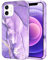 YINLAI for iPhone 12 Case iPhone 12 Pro Case Marble Pattern 3 in 1 Full Body Rugged Soft Silicone Shockproof Protection Girly Cover for iPhone 12 Pro/iPhone 12 6.1 inch, Purple