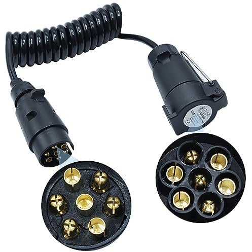 CCLIFE Cavo Rimorchio 7 Poli 2M Spiral Cavo di prolunga Rimorchio per Rimorchio Barca Caravan Portabici Camion Trattore
