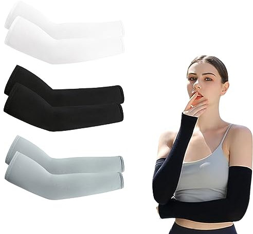 ZKSXOA 3 Pares Mangas para Brazos, Unisex Manguitos Ciclismo de Compresión Mangas de Protección UV Elástica Transpirable para Actividades al Aire Libre, Cubrir Tatuaje