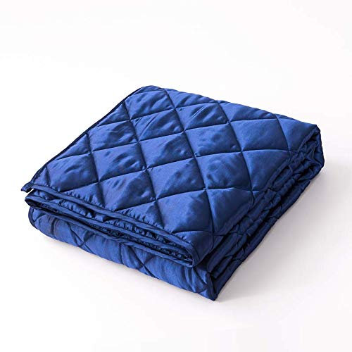 Sleepymoon Gewichtsdecke Therapiedecke Schwere Decke für Besseren Schlaf Stressabbau und Angstzustände Weighted Blanket Beschwerte Decke (Seidige Marine, 122 * 183cm-5.4kg)