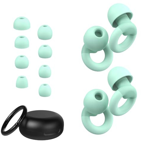 JUSTRVN Ear Plugs for Sleeping, 2 Pairs of Reusable Earplugs for Noise Reduction 25dB-30dB with 8 Ear Tips, Soft Hearing Protection Ear Plugs for Concert,Noise Sensitivity, Study & Work