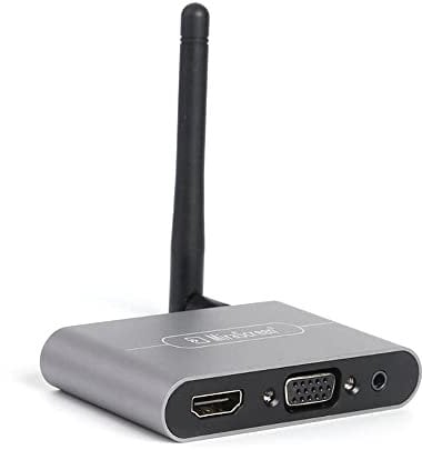 Wireless screen adapter,HUIOP X6W Plus 4K Wireless Display Receiver 2.4GHz&5GHz Dual-frequency Wireless Dongle with External Antenna HD VGA Audio Ports Grey,Wireless Display Receiver