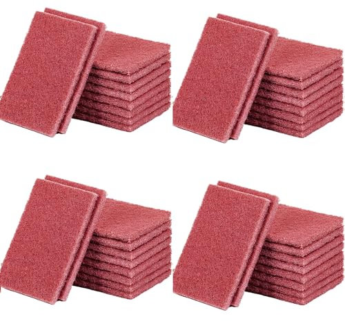 PAPABA Estropajo de Limpieza Duradero, Estropajo Resistente, sin arañazos, estropajos domésticos Reutilizables de Larga duración para Platos, estropajos de Cocina eficientes Rojo 40 Piezas