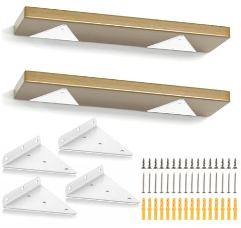SENENQU 4 Stück 17CM Schwebende Regalhalterungen Unsichtbare Dreieck Wandhalterungen Weiß, Regalhalterung Wandregal Metallwinkel für Offene Regale Heimwerkerbereich