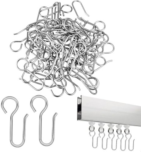 Giantree 40 Stück Metall Gardinenhaken,Gardinenhaken Zum Einhängen Vorhang Haken Silber S Haken für Gardinen und Vorhangringe Türvorhänge und Duschvorhänge(50MM)