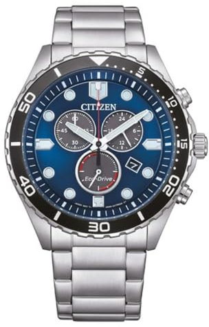 Citizen Sport Chrono AT2560-84L Orologio cronografo da Uomo con Sfondo Blu in Acciaio AT256084L