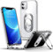 SHIELDS UP for iPhone 12 Case, for iPhone 12 Pro Case with Stand, Phone Case Clear with Double Ring Holder【Adjustable & Fodable】 Shockproof Protective Cover for iPhone 12/12 Pro 6.1 inch - Clear
