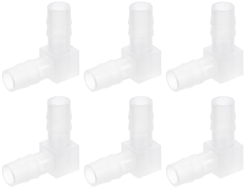uxcell 5/16 90 Degree Elbow Hose Barb, 6pcs L-Shaped Aquarium Air Valve Connector Tubing for Fish Tank Pond Air Line