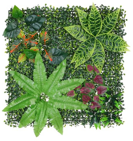 LUWENER Künstliche Pflanzen-Wandpaneele, gemischte Farne, Sträucher, Gras, Privatsphäre, Heckenwand, Sichtschutzzaun, Gras, Hintergrund für drinnen und draußen, Haus, Balkon, Garten, Dekoration, 2