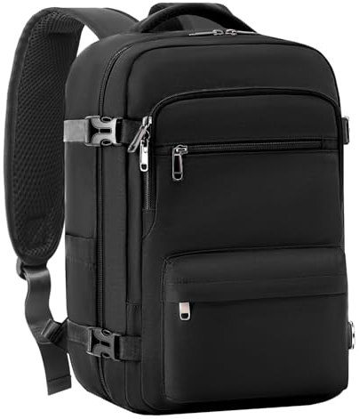 COOLIFE Handgepäck Rucksack für Ryanair 40×20×25 Reiserucksack Flugzeug 20L Klein Handgepäck Kabinengröße Handgepäck Tasche mit Laptopfach für Weekender Kurze Trip (Schwarz, 40×25×20cm)