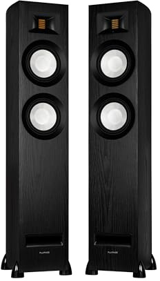 Fluance Ri91 Reference Stereo Powered Floorstanding Tower Speakers with High Performance AMT Tweeters, 2x6.5 Drivers, 150W Amplifier for Turntable, TV, PC - HDMI, Bluetooth, RCA & Sub Out (Black Ash)