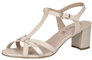 CAPRICE Damen Sandalen mit Absatz aus Leder mit Blockabsatz, Beige (Cream/Gold), 38.5 EU