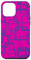 Hülle für iPhone 14 Pro Max Retro MCM Quadratisches Motiv Vintage Muster 5 Magenta