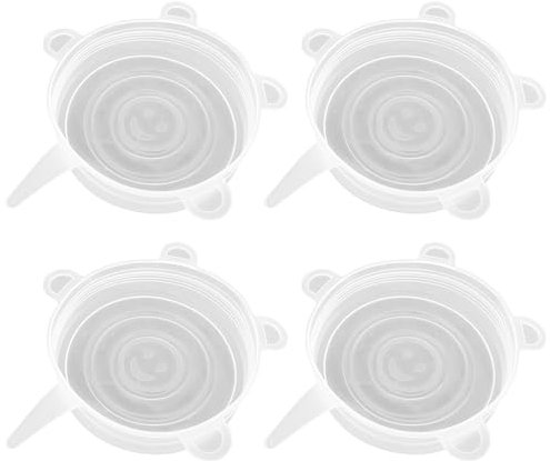 4Pack Silicone Stretch Lids, Expandable Food Storage Covers Thicker Reusable Sturdy Silicone Container Covers to Keep Food Fresh, Safe in Dishwasher/Microwave/Freeze