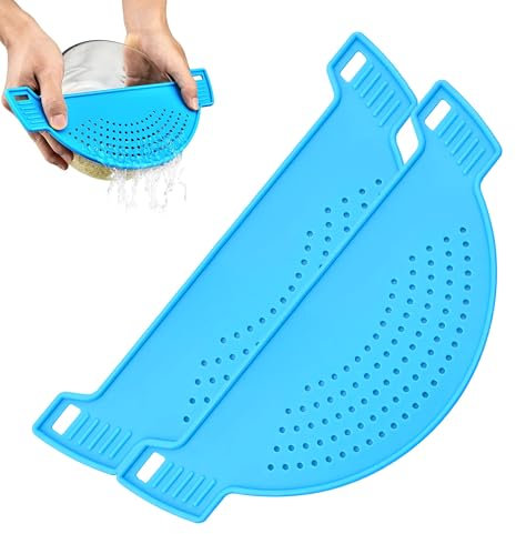 2 Stück Silikon-Lebensmittelsieb für Ø 28cm,Schnappsieb für Töpfe Flaches Sieb Topf Topf Abtropfsieb Flaches Sieb Küchensieb Abgießhilfe Sieb, Siebaufsatz Halbrund für Kochtöpfe Schüsseln Nudeln Gemüs